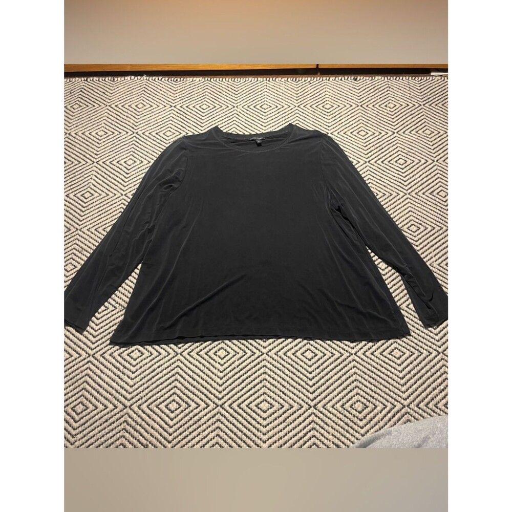 Eileen Fisher Black Long Sleeve Casual Top cotton Cupra XL